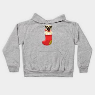 cartoon Christmas Pug Kids Hoodie